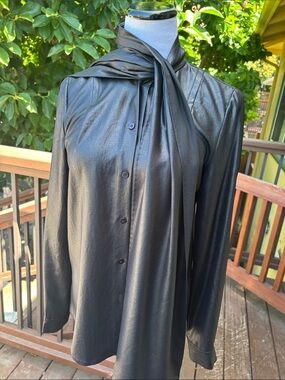 Black DVF Tie-Neck Blouse